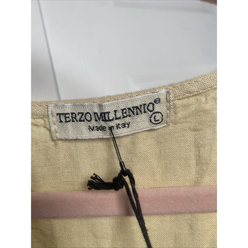Terzo Millennio Womens Large Tan Tunic NEW Lace Hem Lagom Clean Girl - Picture 6 of 8